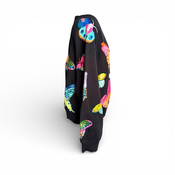 QUEEN OF SPARKLES Black Cardigan with Colorful Butterfly Motifs - Picture 7 of 12